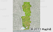 Satellite 3D Map of Oueme, lighten, semi-desaturated