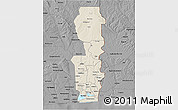 Shaded Relief 3D Map of Oueme, darken, desaturated