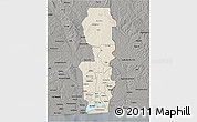 Shaded Relief 3D Map of Oueme, darken, semi-desaturated