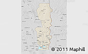 Shaded Relief 3D Map of Oueme, desaturated