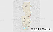 Shaded Relief 3D Map of Oueme, lighten, desaturated