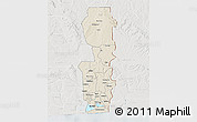 Shaded Relief 3D Map of Oueme, lighten, semi-desaturated