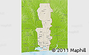 Shaded Relief 3D Map of Oueme, physical outside