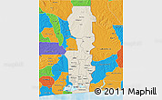 Shaded Relief 3D Map of Oueme, political outside