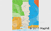 Shaded Relief 3D Map of Oueme, political shades outside