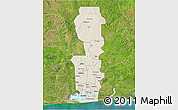 Shaded Relief 3D Map of Oueme, satellite outside