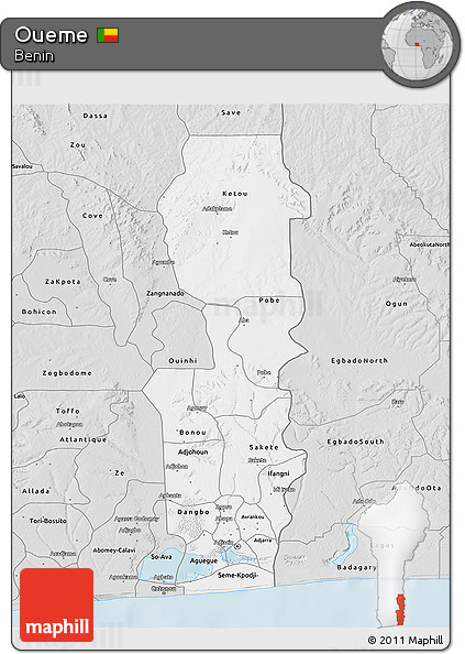 Silver Style 3D Map of Oueme