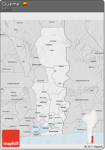 Silver Style 3D Map of Oueme