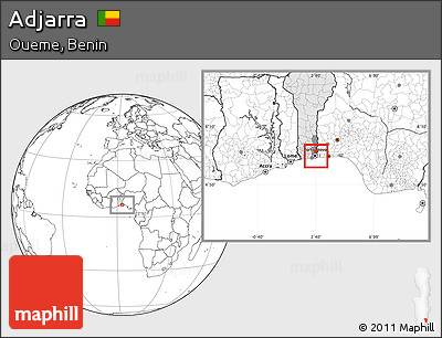 Blank Location Map of Adjarra, highlighted country, highlighted parent region