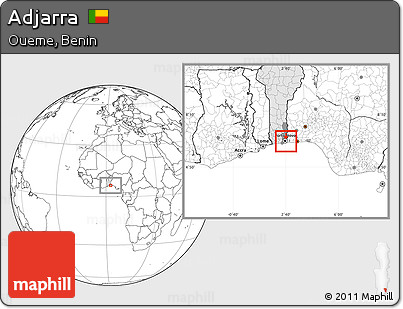 Blank Location Map of Adjarra, highlighted country, highlighted parent region