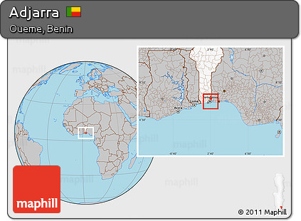 Gray Location Map of Adjarra, highlighted country