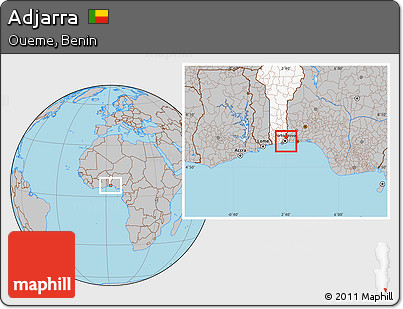 Gray Location Map of Adjarra, highlighted country