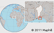 Gray Location Map of Adjarra, highlighted country, highlighted parent region, within the entire country