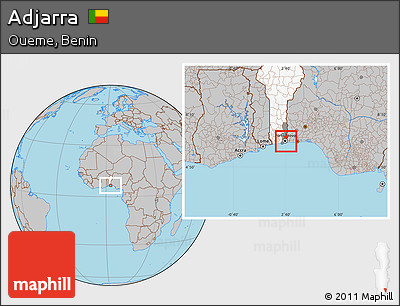 Gray Location Map of Adjarra, highlighted country, highlighted parent region