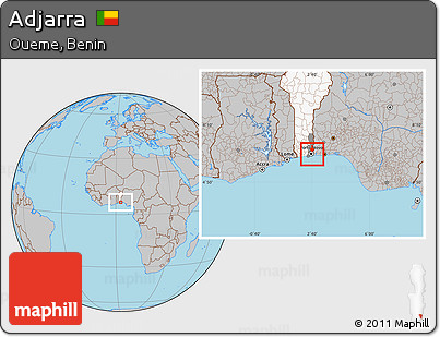 Gray Location Map of Adjarra, highlighted country, highlighted parent region