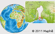 Physical Location Map of Adjarra, highlighted country, within the entire country
