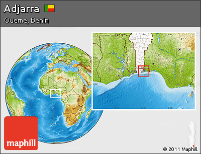 Physical Location Map of Adjarra, highlighted country