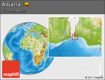 Physical Location Map of Adjarra, highlighted country, highlighted parent region