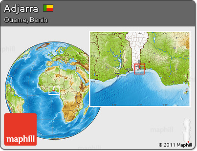 Physical Location Map of Adjarra, highlighted country, highlighted parent region