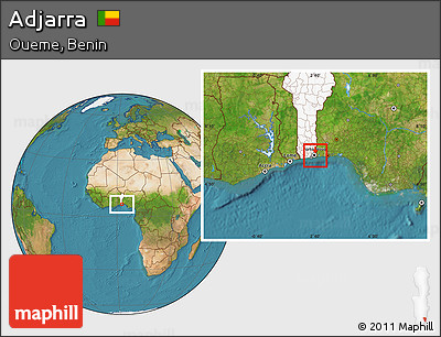Satellite Location Map of Adjarra, highlighted country