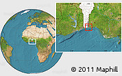 Satellite Location Map of Adjarra, highlighted country, highlighted parent region