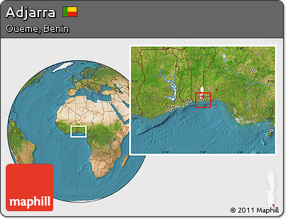 Satellite Location Map of Adjarra, highlighted parent region