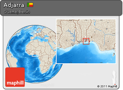 Shaded Relief Location Map of Adjarra, highlighted parent region