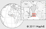 Blank Location Map of Oueme, highlighted country, within the entire country