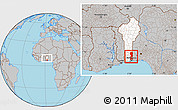 Gray Location Map of Oueme, highlighted country, within the entire country