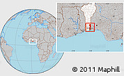 Gray Location Map of Oueme, highlighted country