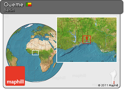 Satellite Location Map of Oueme