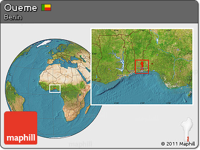 Satellite Location Map of Oueme