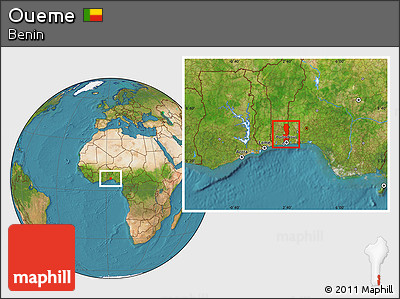 Satellite Location Map of Oueme