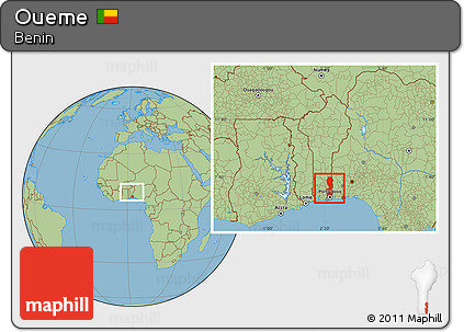 Savanna Style Location Map of Oueme, within the entire country
