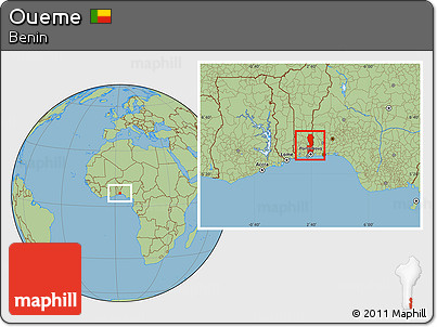Savanna Style Location Map of Oueme