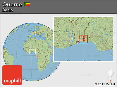 Savanna Style Location Map of Oueme