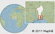 Savanna Style Location Map of Oueme, highlighted country, within the entire country, hill shading