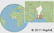 Savanna Style Location Map of Oueme, highlighted country, within the entire country