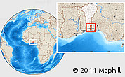 Shaded Relief Location Map of Oueme, highlighted country