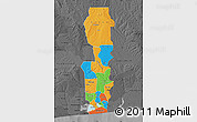 Political Map of Oueme, darken, desaturated