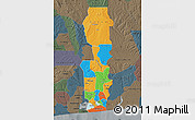Political Map of Oueme, darken, semi-desaturated