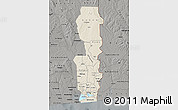Shaded Relief Map of Oueme, darken, semi-desaturated