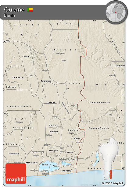 Shaded Relief Map of Oueme