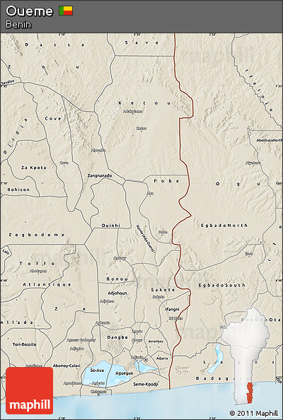 Shaded Relief Map of Oueme