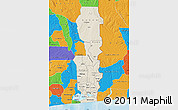 Shaded Relief Map of Oueme, political outside