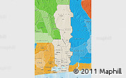 Shaded Relief Map of Oueme, political shades outside