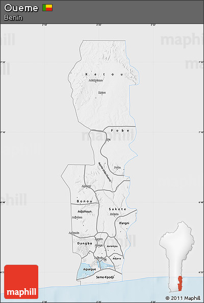 Silver Style Map of Oueme, single color outside