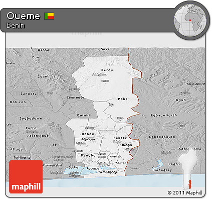 Gray Panoramic Map of Oueme