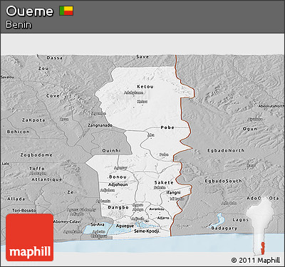 Gray Panoramic Map of Oueme