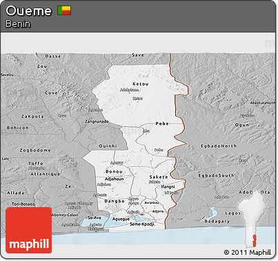 Gray Panoramic Map of Oueme